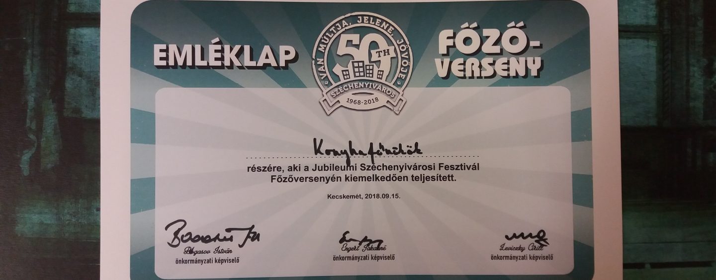 A Jubileumi Széchenyivárosi Fesztivál keretein belül 2018. szeptember 15-én megrendezett főzőverseny